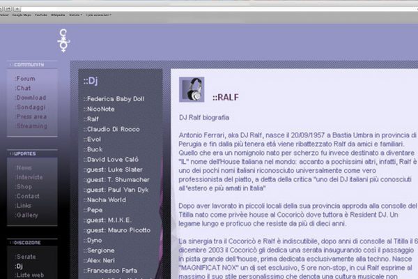 Cocoricò Official Website – version 2003