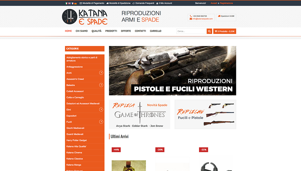 realizzazione e-commerce armi e riproduzioni