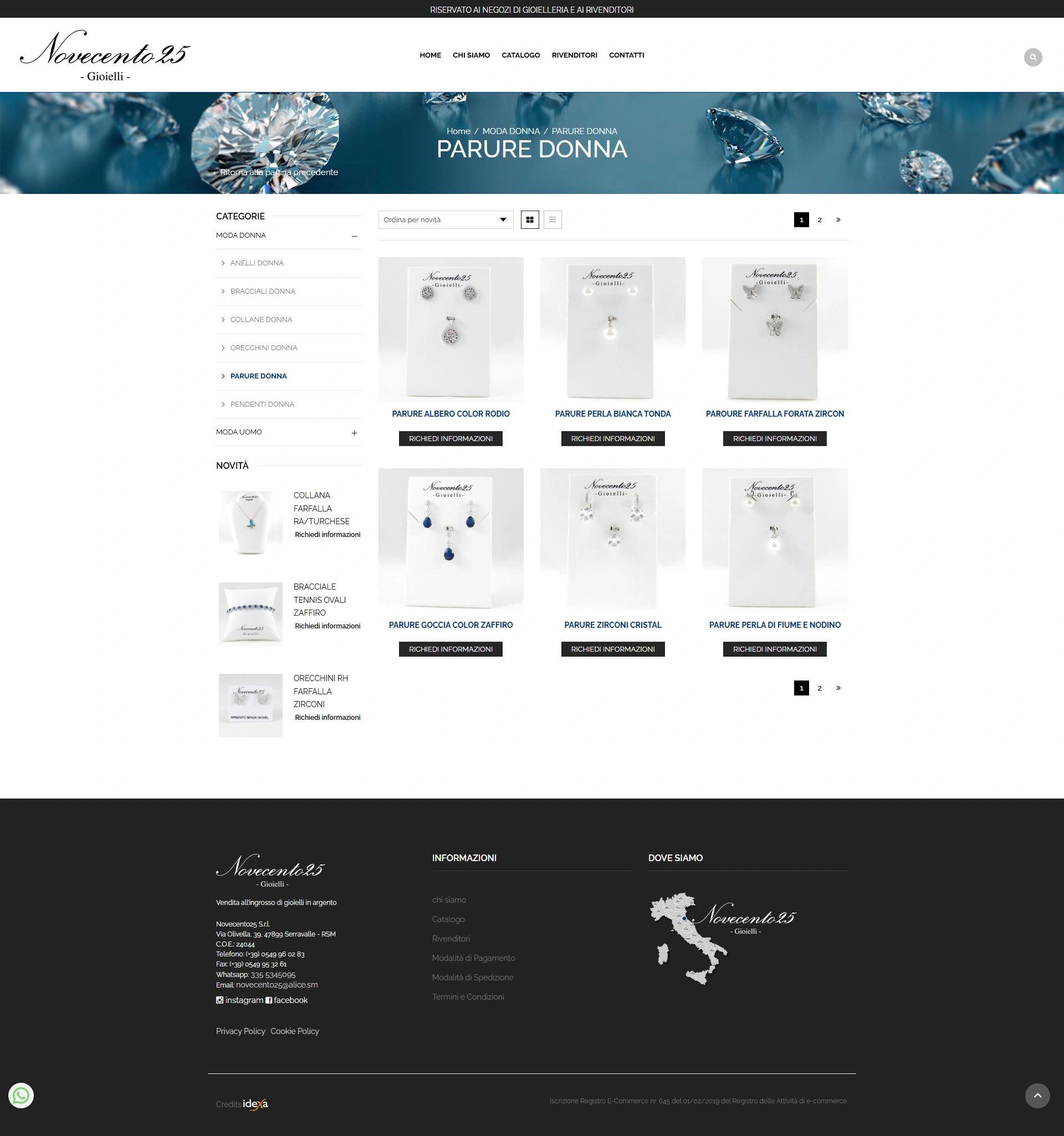 Collane e ciondoli in argento e Swarovski vendita all’ingrosso – Novecento25