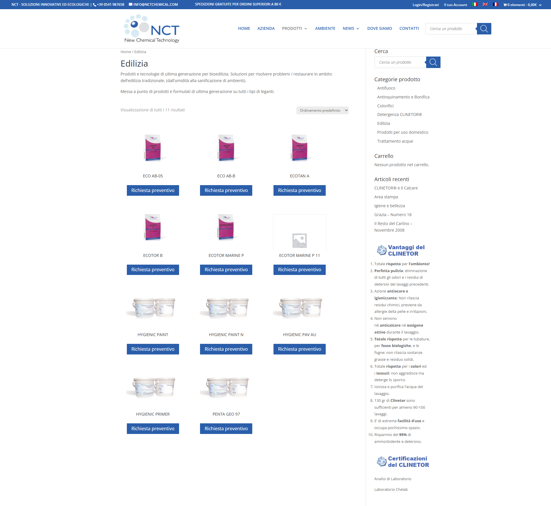 Produzione chimica innovativa per edilizia – sede N.C.T. con impianti avanzati